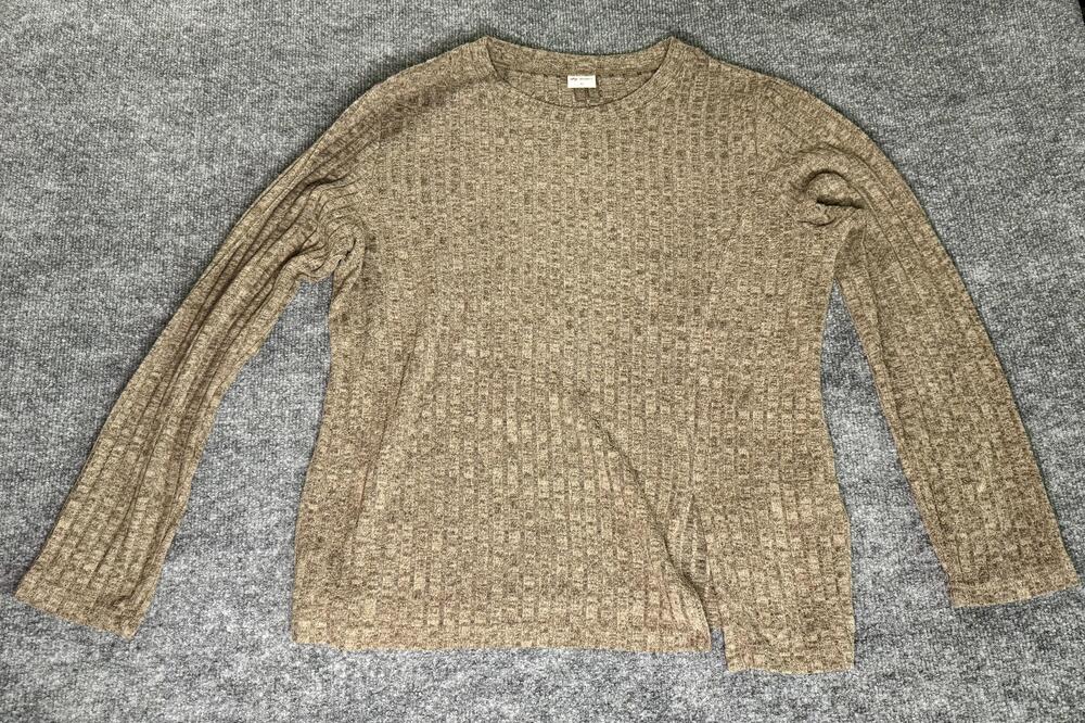 WIMOLL Sweater Womens Medium Beige Waffle Knit Long Sleeve Pullover Casual